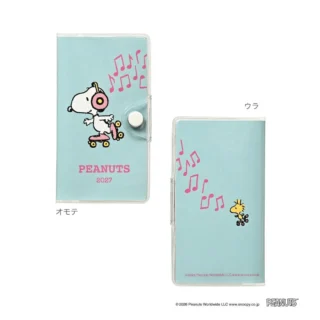Kutsuwa 2027年版 PEANUTS Snoopy Petit 迷你口袋月間手帳 (音樂/淺藍)