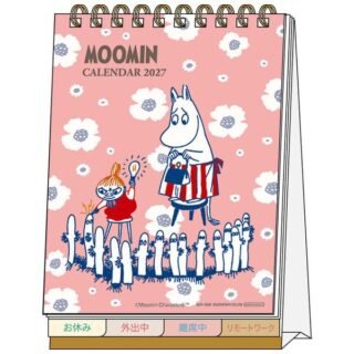 sun-star 2027年版 MOOMIN 座枱月曆 (白花粉紅底/直)